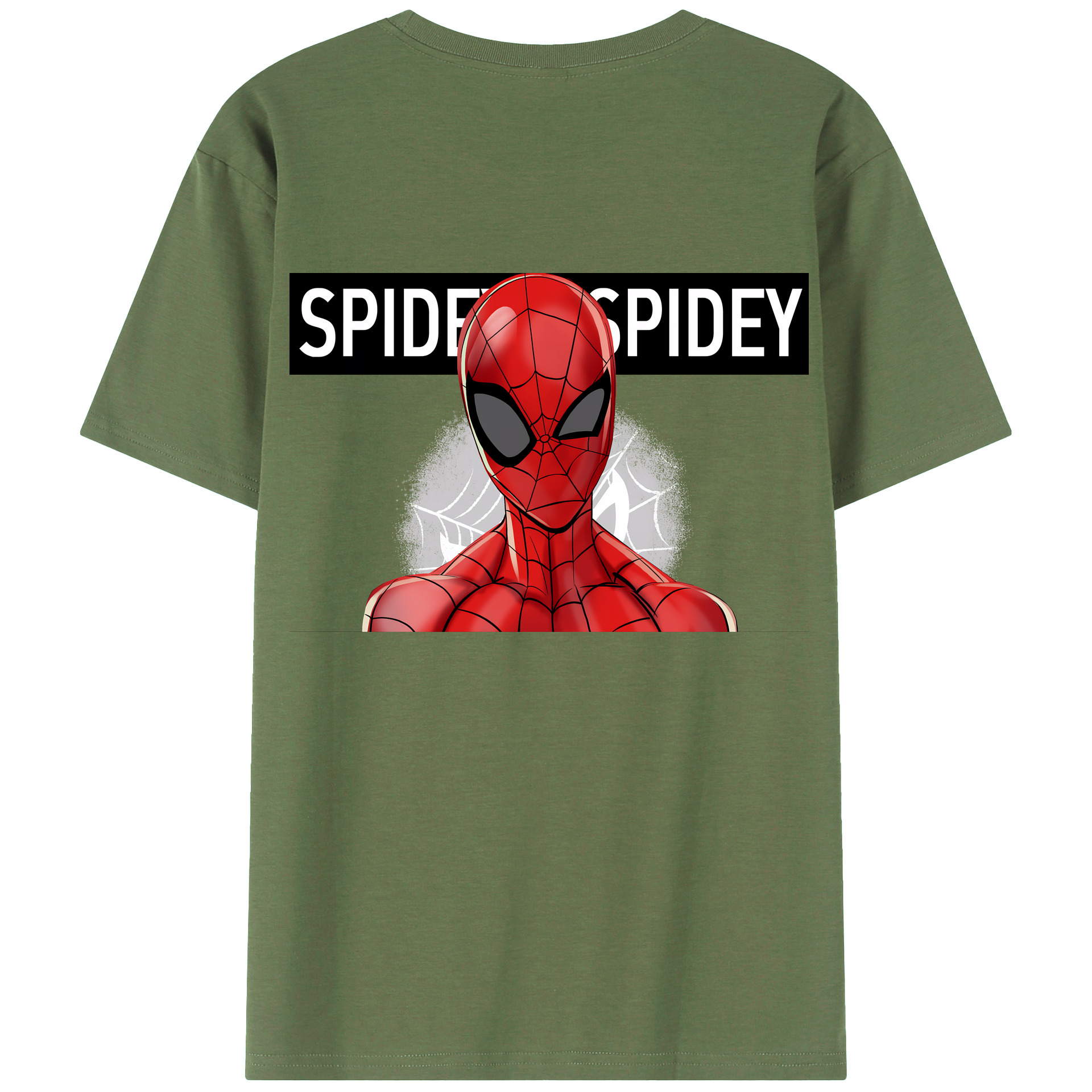 （画像用） Spider Man スパイダーマン 綿100％ メンズ半袖Tシャツ（バックプリント） 通気性